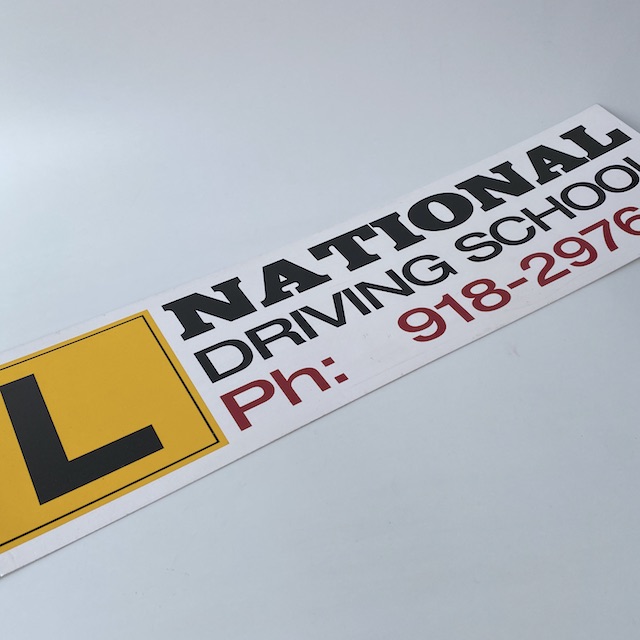SIGN, National Driving School w Yellow L Plate